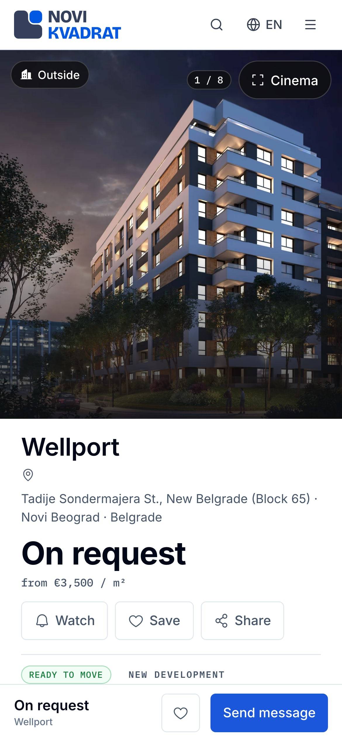 A new-build project page on a phone.